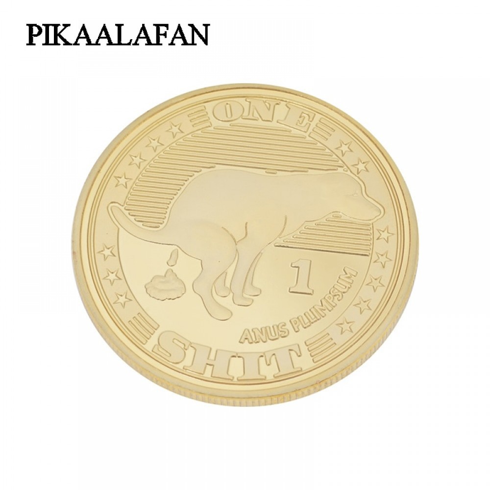 PIKAALAFAN 1 Piece One Shit Commemorative Gold Coins Dog Year Coins Lucky Gold Coins Beginners Lucky Coin Collection