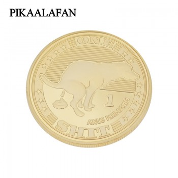 PIKAALAFAN 1 Piece One Shit Commemorative Gold Coins Dog Year Coins Lucky Gold Coins Beginners Lucky Coin Collection