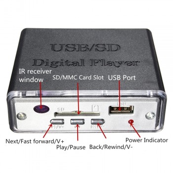 12V Universal Mini Car Motocycle Stereo Amplifier Bass Speaker LED USB / SD Digital Player MP3 with Remote Controller