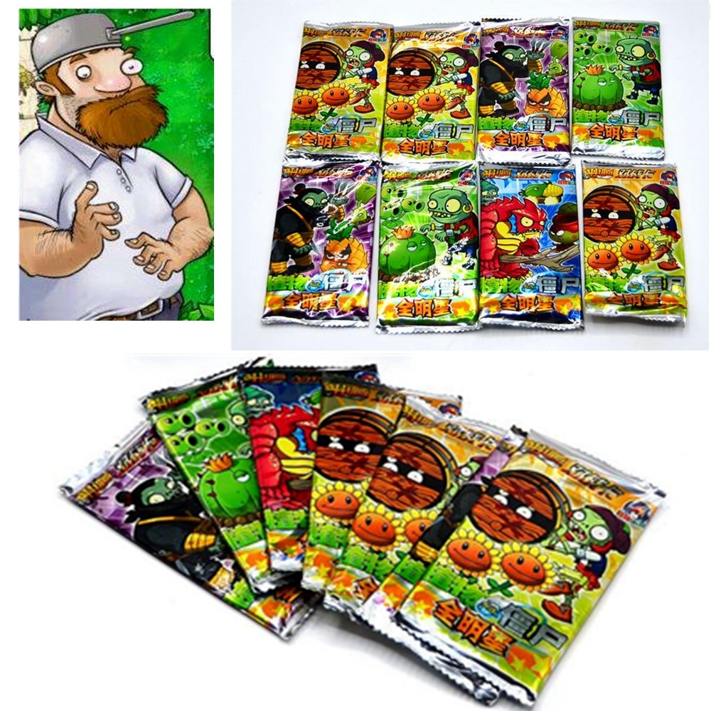 32 pcs/lot Plants vs Zombies Collect 3D Cards Pea Shooter Sunflower Cherry Potatoes Action Figures Trading Card Kid Gift Toy