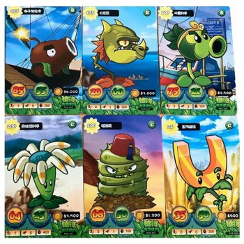 32 pcs/lot Plants vs Zombies Collect 3D Cards Pea Shooter Sunflower Cherry Potatoes Action Figures Trading Card Kid Gift Toy