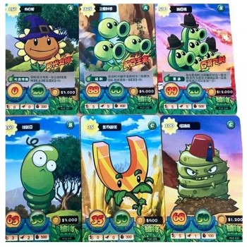 32 pcs/lot Plants vs Zombies Collect 3D Cards Pea Shooter Sunflower Cherry Potatoes Action Figures Trading Card Kid Gift Toy