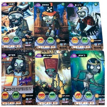 32 pcs/lot Plants vs Zombies Collect 3D Cards Pea Shooter Sunflower Cherry Potatoes Action Figures Trading Card Kid Gift Toy