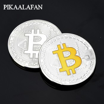 PIKAALAFAN Gold Plated Bitcoin Coin Collectible Gift Coin Art Collection Physical Gold Commemorative Coins Collect Toys
