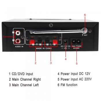 DC12V AC 220V 110V Bluetooth Auto Car Stereo Power Amplifier 2CH HiFi Digital Audio Player Support USB SD FM Radio DVD