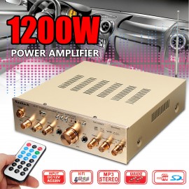12V/ 220V HIFI Wireless Bluetooth Car Audio Stereo Power Amplifier 1200W FM Car Karaoke Home Theater Amplifiers Remote Control