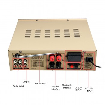 12V/ 220V HIFI Wireless Bluetooth Car Audio Stereo Power Amplifier 1200W FM Car Karaoke Home Theater Amplifiers Remote Control