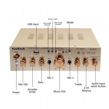 12V/ 220V HIFI Wireless Bluetooth Car Audio Stereo Power Amplifier 1200W FM Car Karaoke Home Theater Amplifiers Remote Control