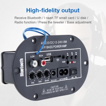 8 Inch 25W Universal HI-FI Bluetooth Car Audio Power Amplifier Auto FM Radio Player Support/ SD / USB / DVD / MP3 Input