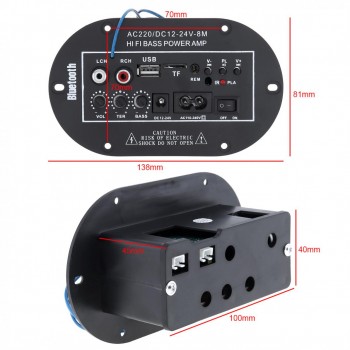 8 Inch 25W Universal HI-FI Bluetooth Car Audio Power Amplifier Auto FM Radio Player Support/ SD / USB / DVD / MP3 Input
