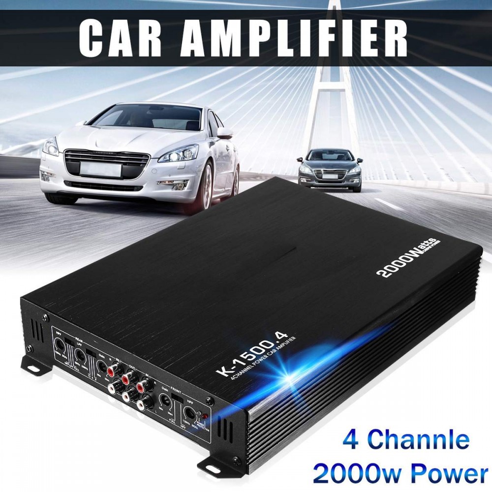 2000W 4 Channel Car Amplifier Speaker Vehicle Auto Audio Amplifier Power Stereo Amp Auto Audio Power Amplifier Player DC 12V
