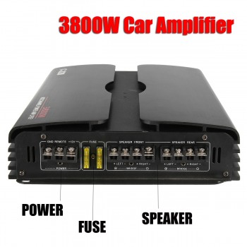 3800W RMS 4/3/2 Channel 12/24V Powerful 4Ohm Car Audio Power Amplifier Subwoofer Car Truck Stereo Amplifier Speaker