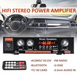 12V 220V 2-channel HiFi Stereo Audio Car Amplifier Car Audio Bluetooth 2 Channel Digital Powerful Car Amplifier