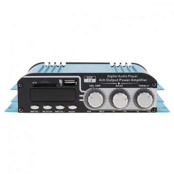 4CH Auto Car Stereo Audio Power Amplifier FM Radio Player Support SD USB DVD MP3 with Remote Controller for Car Motorcycle Home