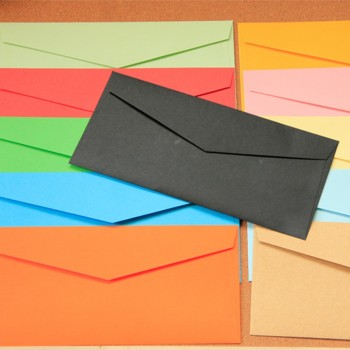 2018 Cute 120pcs/lot 220*110mm Mix Colored Western Style Envelope Card Blue/green/red/pink/yellow/orange/Kraft paper/black A180