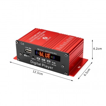 G8 200W 12V Car Audio Amplificador HIFI Audio Power Amplifier Bluetooth Only Car Stereo Amplifiers FM Radio 2CH USB/TF/AUX