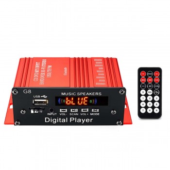 G8 200W 12V Car Audio Amplificador HIFI Audio Power Amplifier Bluetooth Only Car Stereo Amplifiers FM Radio 2CH USB/TF/AUX