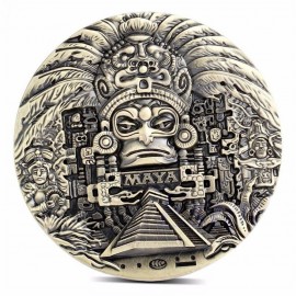 Maya is unique in the ancient bronze sculpture three-dimensional commemorative COINS gold acrylic box