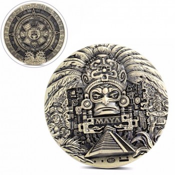 Maya is unique in the ancient bronze sculpture three-dimensional commemorative COINS gold acrylic box
