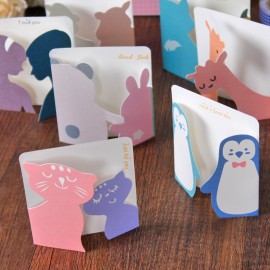 Fashion 7.8*8.7cm Kawaii Mini 100pcs/lot Animals Shaped Greeting Cards with Envelope Children Toy  Birthday Gifts Blessing A186