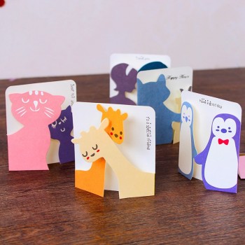 Fashion 7.8*8.7cm Kawaii Mini 100pcs/lot Animals Shaped Greeting Cards with Envelope Children Toy  Birthday Gifts Blessing A186