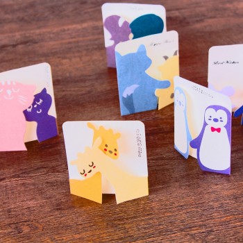 Fashion 7.8*8.7cm Kawaii Mini 100pcs/lot Animals Shaped Greeting Cards with Envelope Children Toy  Birthday Gifts Blessing A186