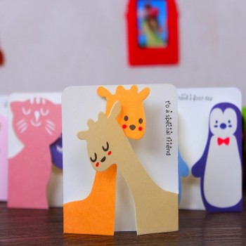 Fashion 7.8*8.7cm Kawaii Mini 100pcs/lot Animals Shaped Greeting Cards with Envelope Children Toy  Birthday Gifts Blessing A186