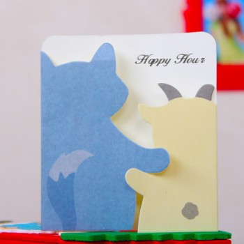 Fashion 7.8*8.7cm Kawaii Mini 100pcs/lot Animals Shaped Greeting Cards with Envelope Children Toy  Birthday Gifts Blessing A186