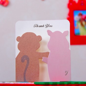 Fashion 7.8*8.7cm Kawaii Mini 100pcs/lot Animals Shaped Greeting Cards with Envelope Children Toy  Birthday Gifts Blessing A186