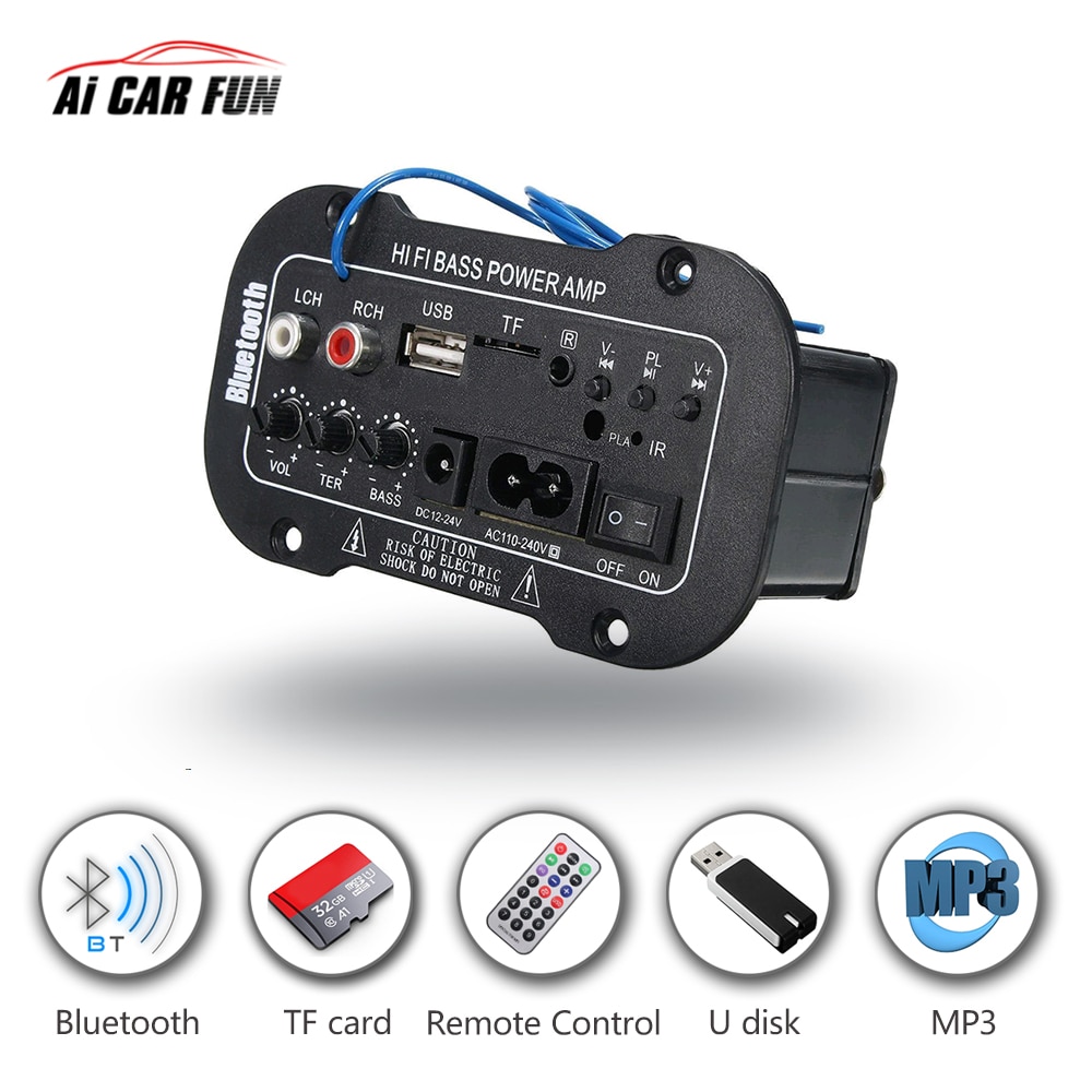 5 Inch Multi-Functional TF Card Home Car Subwoofer Sound Amplifier For Speakers Car Audio Digital Bluetooth HiFi Bass Power AMP