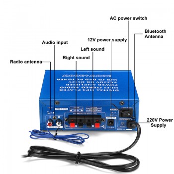 DC 12V Mini Car Stereo Amplifier 2.0 Dual Channel Card Auto Audio Digital Amplifiers Sound for  Auto Motorcycle Home