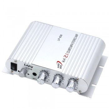 Mini Lepy LP-838 Car 3 Channel Amplifier Stereo Mega Bass 12V Hi-Fi Connect With Phone PC DVD Player  MP3 MP4 Portable Subwoofer
