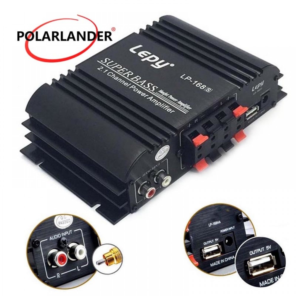 Lepy LP168S 12V Power Subwoofer 2.1 Channel Auto Audio Bass Output HiFi Stereo Sound WithAUX Function Car Amplifier Loud Speaker