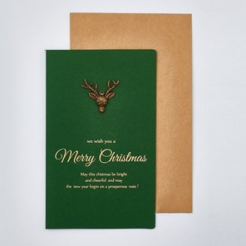17*10.5cm Fashion 6sets/lot Green Retro Christmas Metal Bronze Gilding Card Thanksgiving Day Merry Christmas Postcards Toy A345