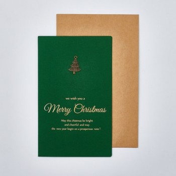 17*10.5cm Fashion 6sets/lot Green Retro Christmas Metal Bronze Gilding Card Thanksgiving Day Merry Christmas Postcards Toy A345