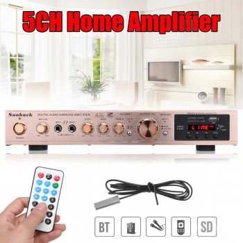720W 5 Channel Home Digital Audio Amplifier Auto Car AV HiFi Class Power Amplifiers Stereo Sound FM Radio Player Aluminum Alloy