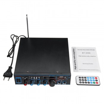 Audio Stereo Amplifier 220V/12V Bluetooth Digital USB FM SD Mic Home Car Compatible  LED Display Playback EU Plug Adjust