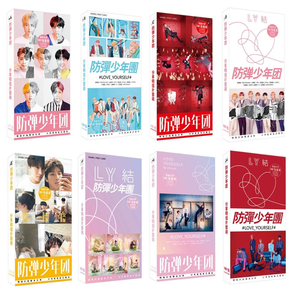 180pcs BTS Bangtan Boys Postcard with Stickers Love Yourself Photo Version Bookmark HD Photocard Army Gift K-POP Collection Toys