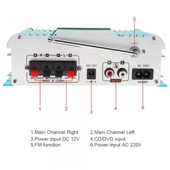 12V HIFI Bluetooth Car Power Amplifier FM Radio Stereo Audio Music Player Support SD USB MP3 DVD Input for Auto Motorcycle Home