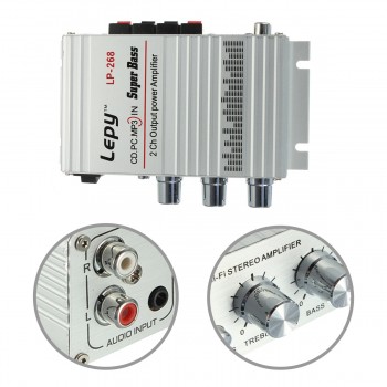 KROAK Car Stereo Power Amplifier Hi-Fi 12V Sound Mode Stereo Digital Auto Amp Radio  Music Player Support MP3 CD Aluminum
