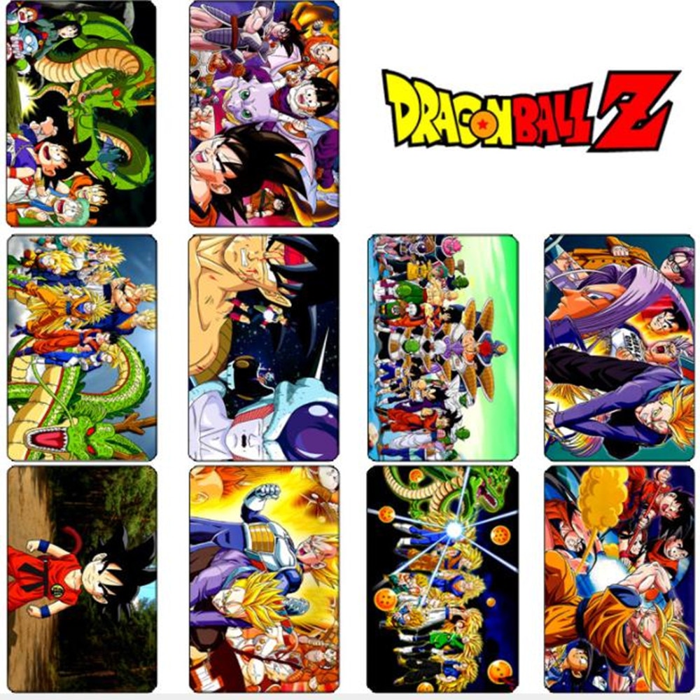 10 pcs/set Dragon Ball Collection Cards PVC Crystal Paste Stickers Super Saiyan Goku Vegeta Piccolo Trading Card Kid Gift Toy