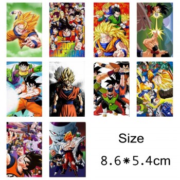 10 pcs/set Dragon Ball Collection Cards PVC Crystal Paste Stickers Super Saiyan Goku Vegeta Piccolo Trading Card Kid Gift Toy