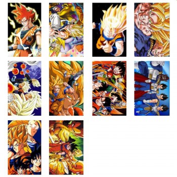 10 pcs/set Dragon Ball Collection Cards PVC Crystal Paste Stickers Super Saiyan Goku Vegeta Piccolo Trading Card Kid Gift Toy
