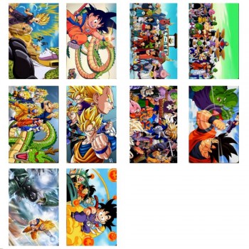 10 pcs/set Dragon Ball Collection Cards PVC Crystal Paste Stickers Super Saiyan Goku Vegeta Piccolo Trading Card Kid Gift Toy