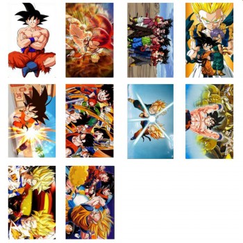 10 pcs/set Dragon Ball Collection Cards PVC Crystal Paste Stickers Super Saiyan Goku Vegeta Piccolo Trading Card Kid Gift Toy