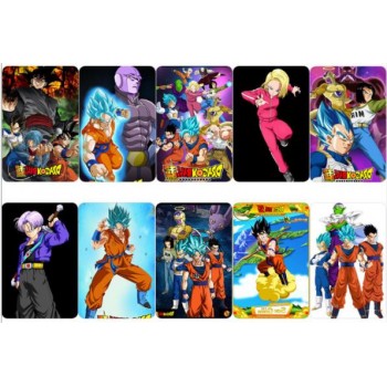10 pcs/set Dragon Ball Collection Cards PVC Crystal Paste Stickers Super Saiyan Goku Vegeta Piccolo Trading Card Kid Gift Toy