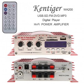 12V Hi-Fi Digital LED Display 2 Channels Car Stereo Amplifier FM Radio Player Support USB / SD / FM / MMC / DVD / MP3 Input