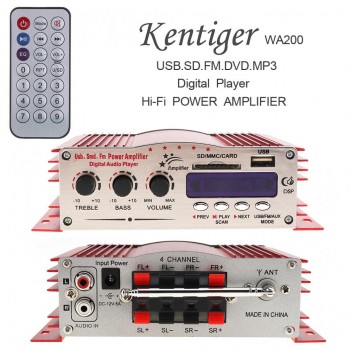 12V Hi-Fi Digital LED Display 2 Channels Car Stereo Amplifier FM Radio Player Support USB / SD / FM / MMC / DVD / MP3 Input