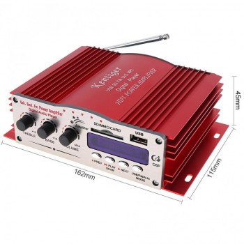 12V Hi-Fi Digital LED Display 2 Channels Car Stereo Amplifier FM Radio Player Support USB / SD / FM / MMC / DVD / MP3 Input