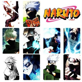10 pcs/set Cartoon Naruto Collection Cards Kakashi Action Figures PVC Crystal Paste Stickers Trading Card Kid Gift Toy